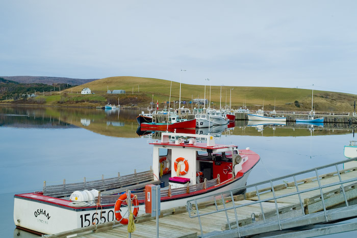 The Oshan moored at the floating docks in Bay St. Lawrence.